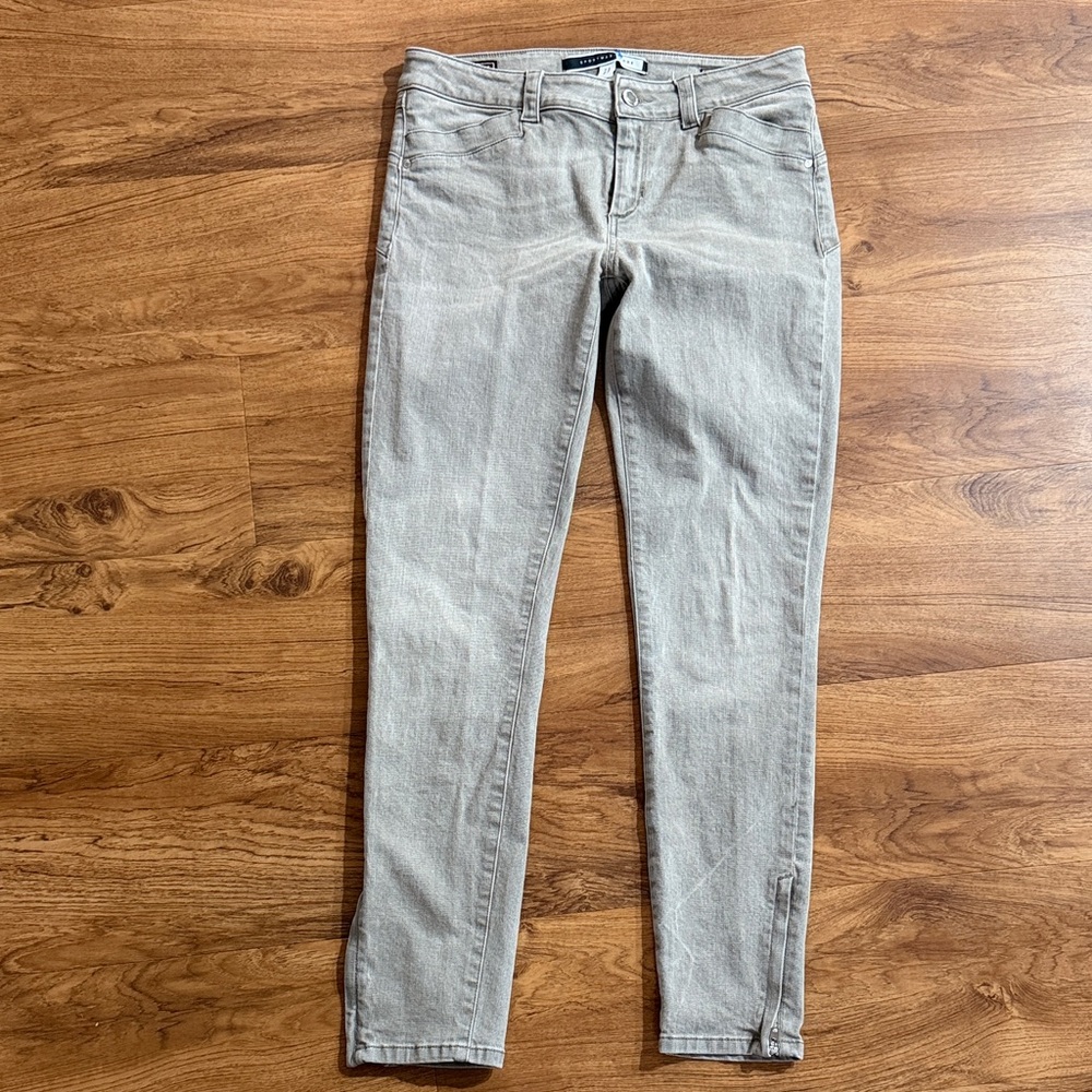 SPORTMAX Code Women 28 Super Skinny Perfect Fit Gray Bleach Wash Zip Ankle Jeans